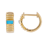 Load image into Gallery viewer, EHZ57170TQ. 14k Solid Gold Turquoise Huggies
