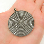 Load image into Gallery viewer, DP014. Diamond Sterling Silver Round Pendant
