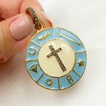 Load image into Gallery viewer, DP529A. Diamond Sterling Silver Round Cross Enamel Pendant
