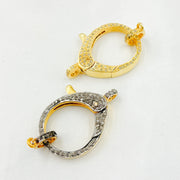 Pave Diamond & 925 Sterling Silver Pear Shape Trigger Clasp