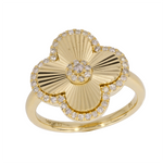 Load image into Gallery viewer, RFF18439. 14K Solid Yellow Gold Diamond Flower Ring
