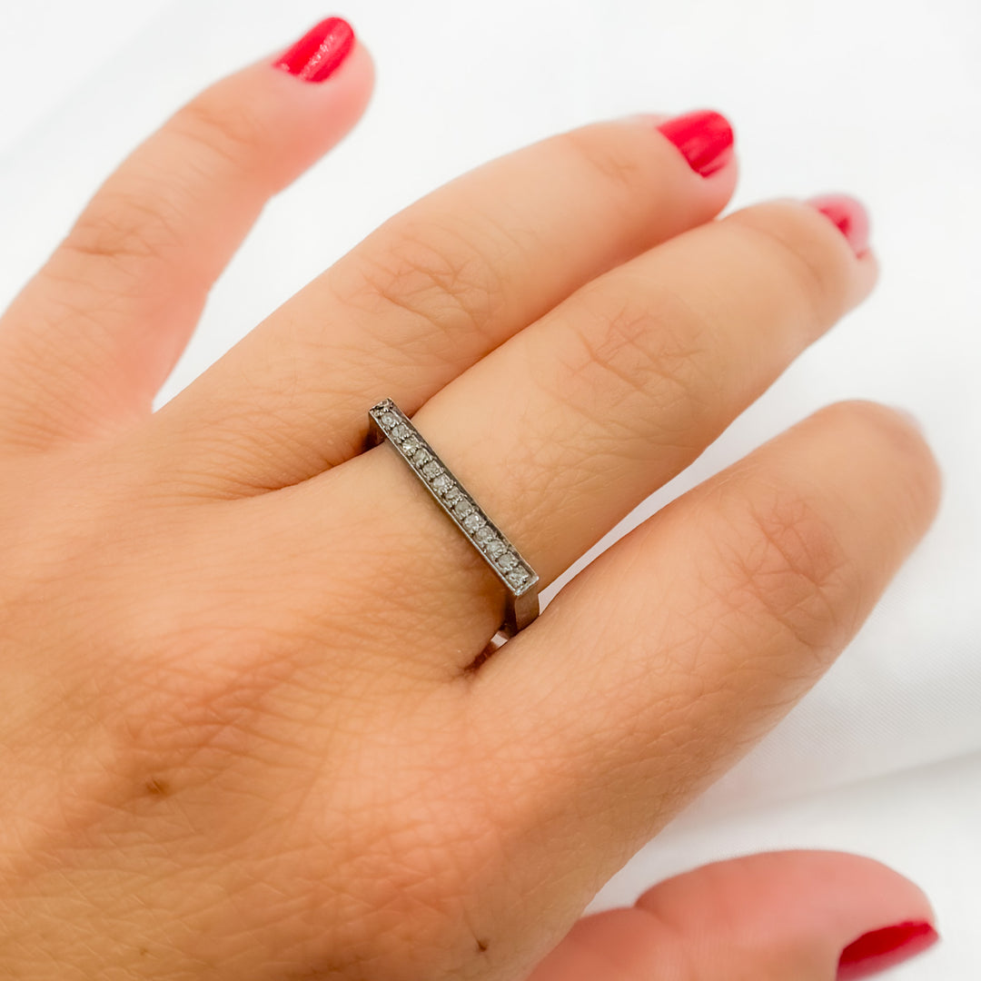 DR06. Diamond Black Rhodium Sterling Silver Ring