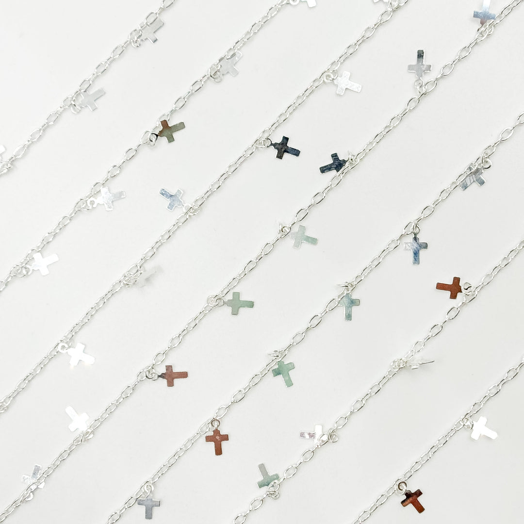 V311SS. Sterling Silver Fancy Dangle Cross-Link Chain
