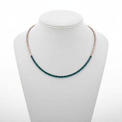CN97277-5X3. 14K Solid Gold Gemstone Necklace