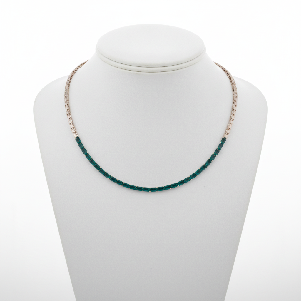 CN97277-5X3. 14K Solid Gold Gemstone Necklace