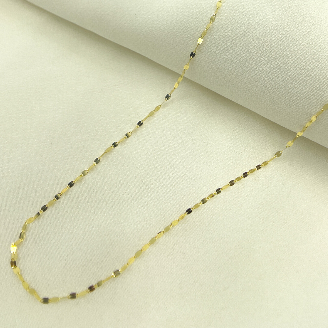 027FV10. 14K Solid Gold Flat Marina Chain