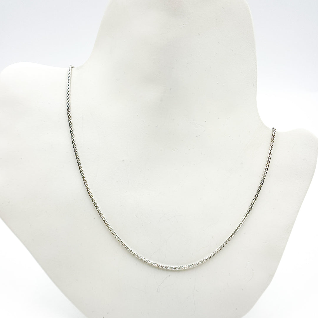 035SP3TFWG. 14K White Solid Gold Wheat Chain