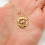 Load image into Gallery viewer, 14K Solid Gold Diamond Circle Star Charm. GDP448
