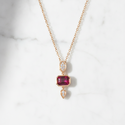 CP97495. 14K Solid Gold Diamond and Gemstone Geometric Pendant