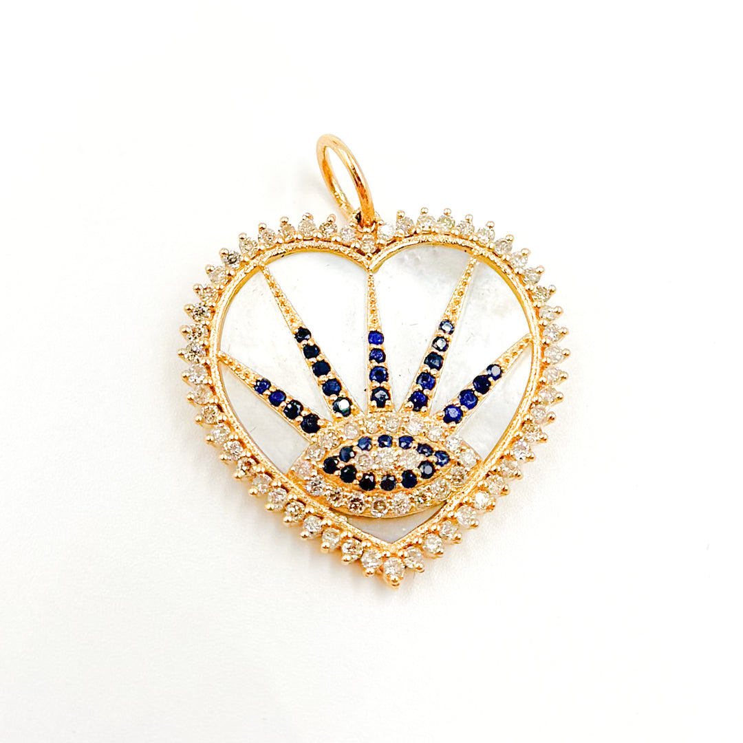 Shop Now 14K Solid Gold Evil Eye Heart Pendant