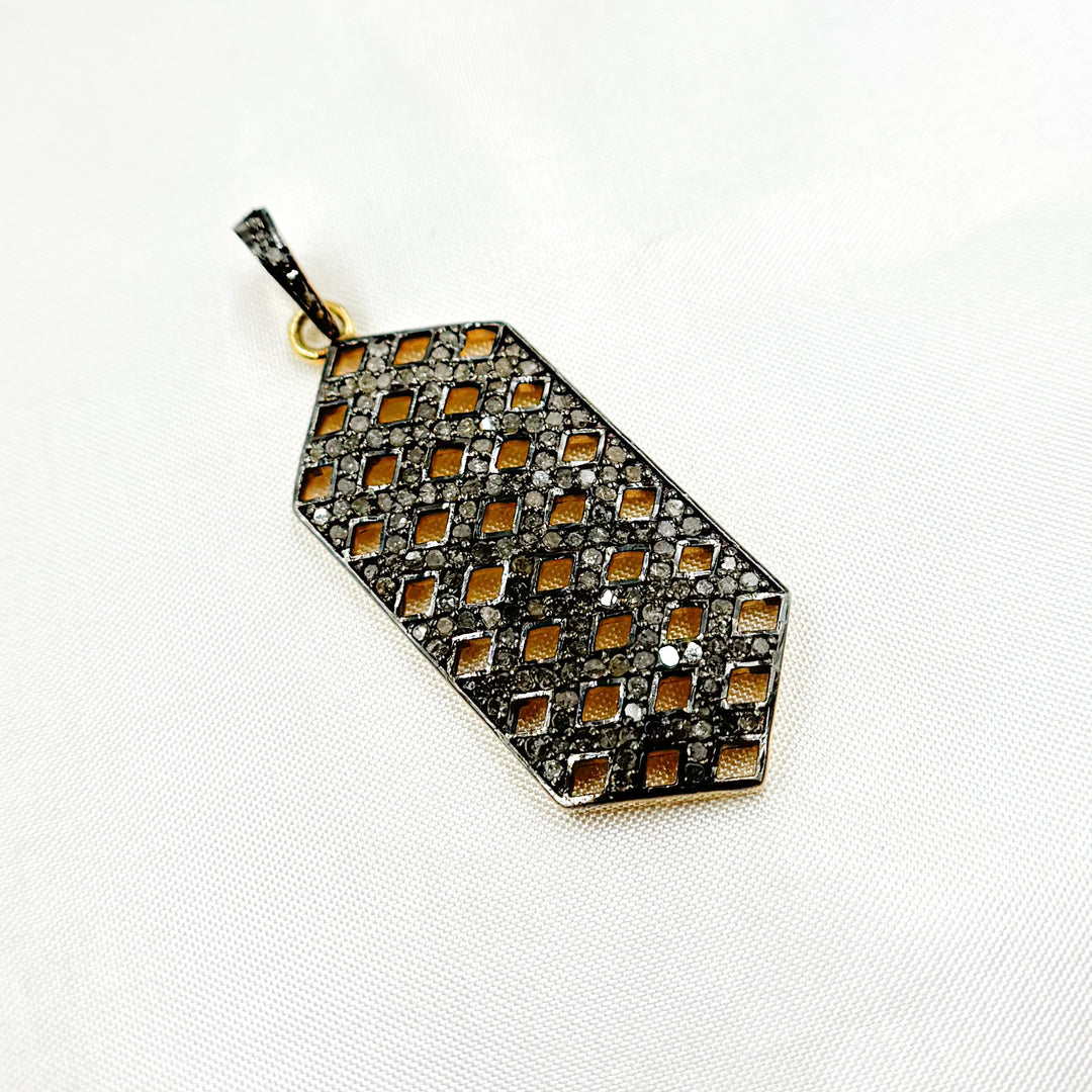 DP154. Diamond Sterling Silver Hexagon Pendant