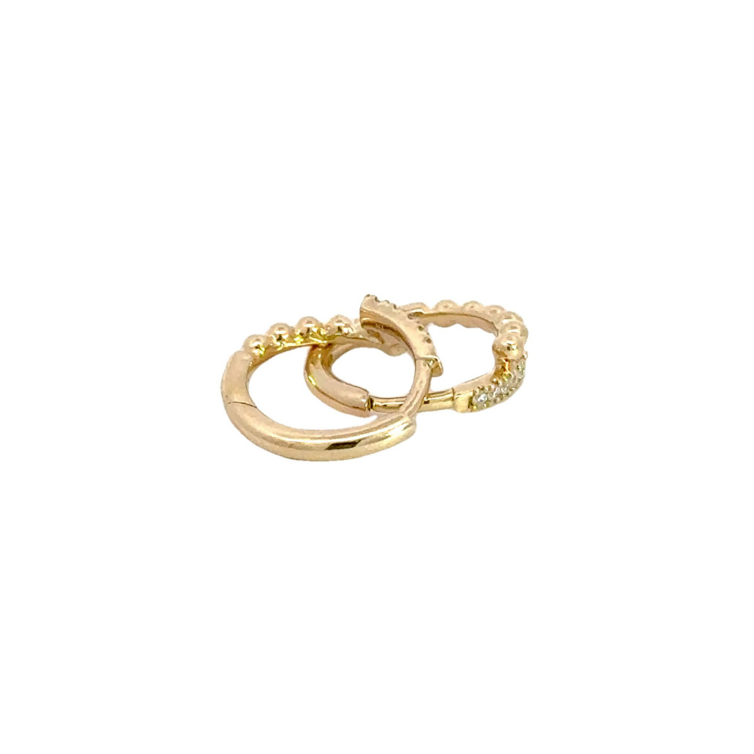 HP402463Y14DI1. 14K Solid Gold Diamond Hoops Earrings