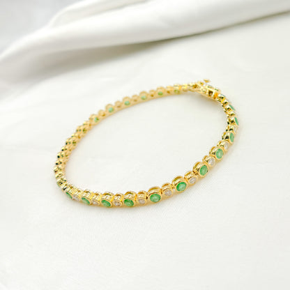 BTL65122EM. 14k Solid Gold Diamond and Gemstone Tennis Bracelet