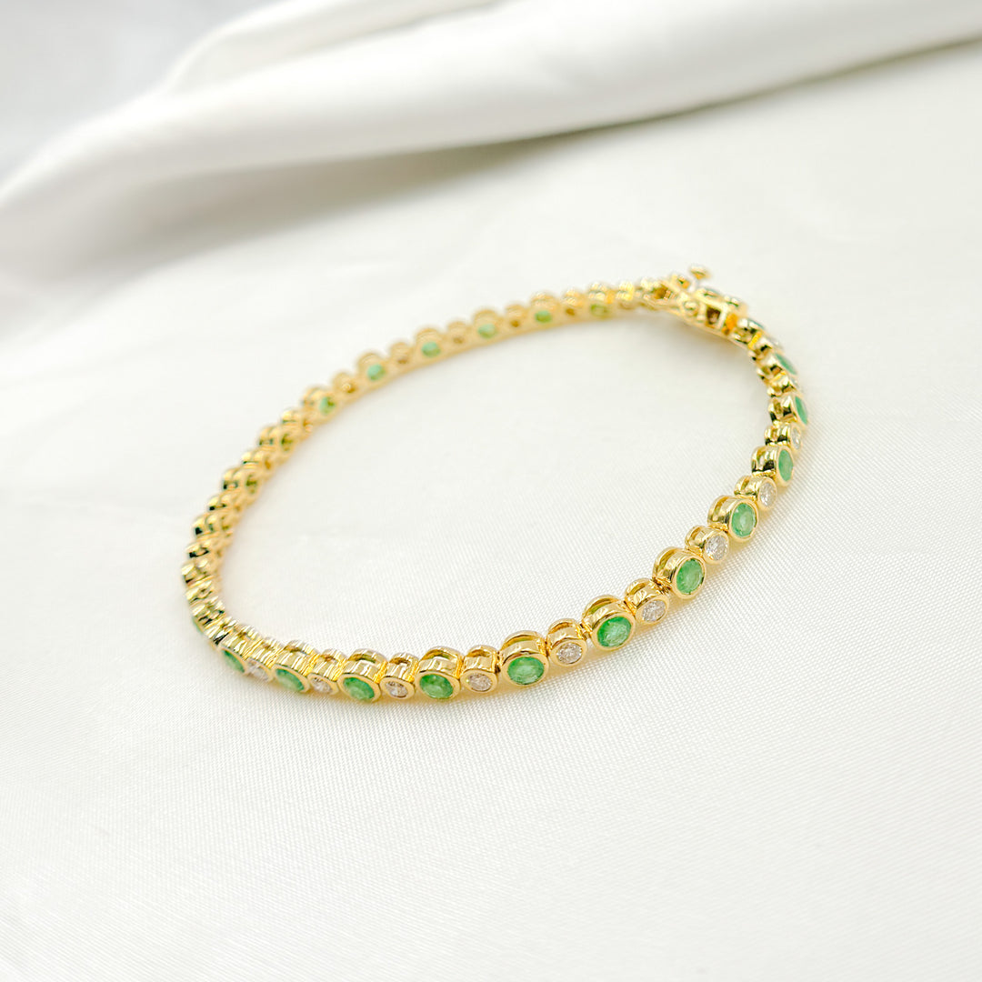 14k Solid Gold Diamond and Gemstone Tennis Bracelet. BTL65122EM