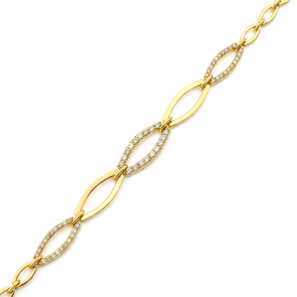 14k Solid Gold Diamond Oval Bracelet. BR402612