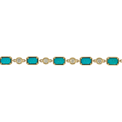 CB964165X3. 14K Solid Gold Diamond and Gemstone Bracelet