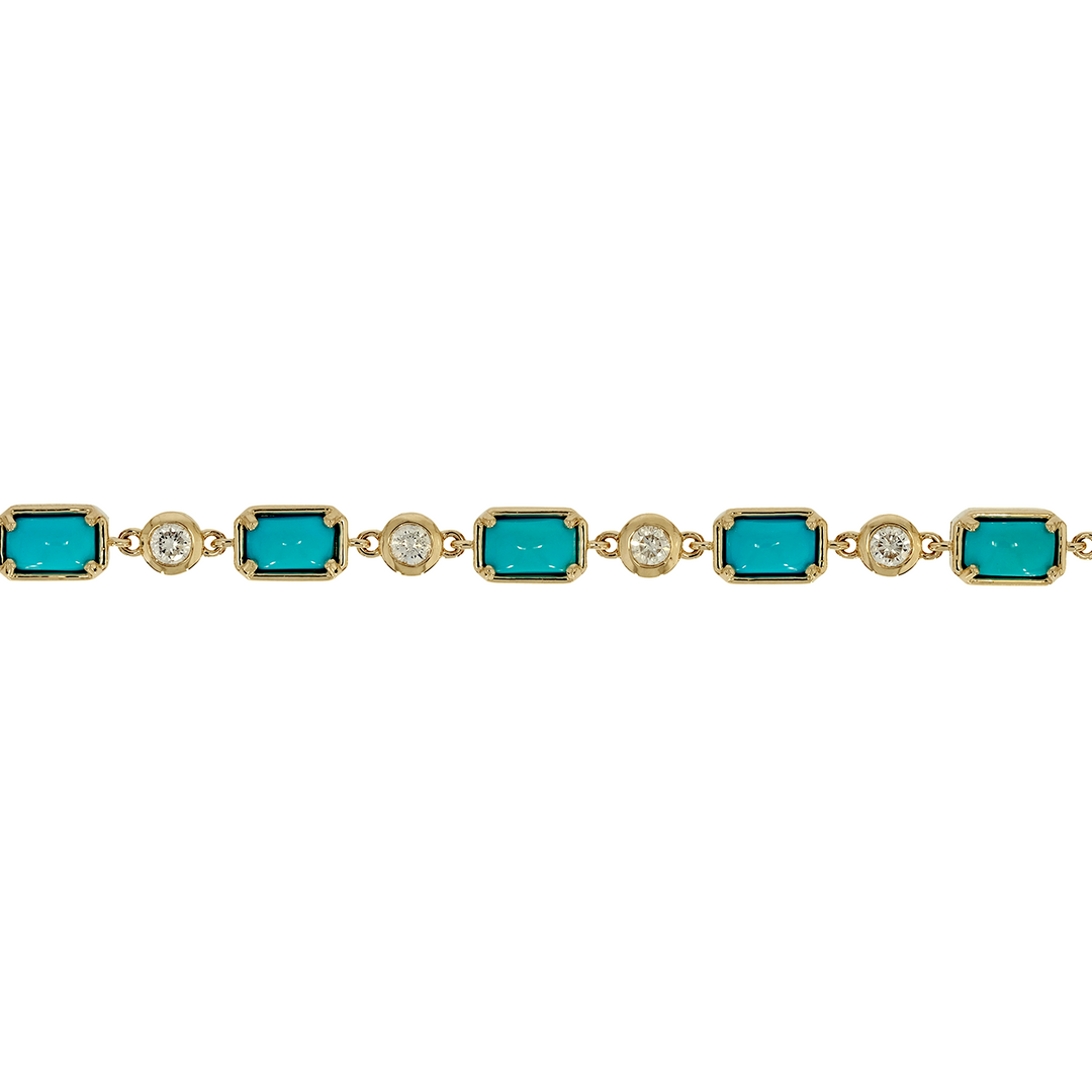 CB964165X3. 14K Solid Gold Diamond and Gemstone Bracelet