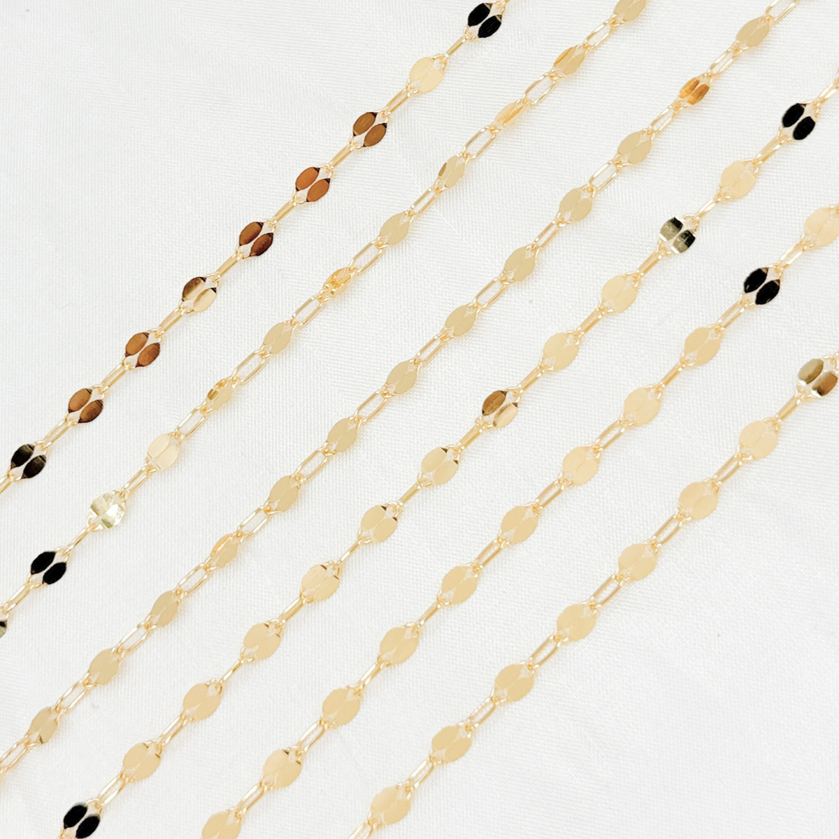 V234GF. 14k Gold Filled Flat Marina & Cable Link Chain