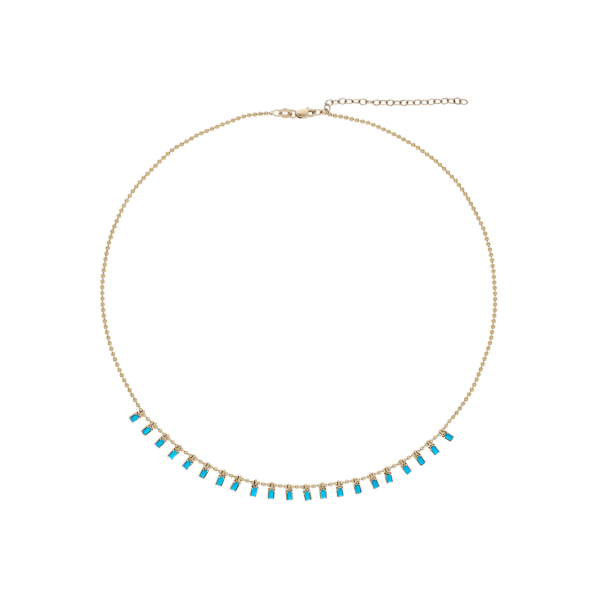 NFZ71948. 14K Solid Gold Gemstone Dangle Rectangle Necklace