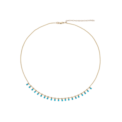NFZ71948. 14K Solid Gold Gemstone Dangle Rectangle Necklace