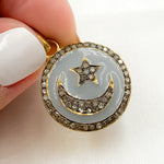 Load image into Gallery viewer, DP573A. Diamond Sterling Silver Round Moon and Star Enamel Pendant
