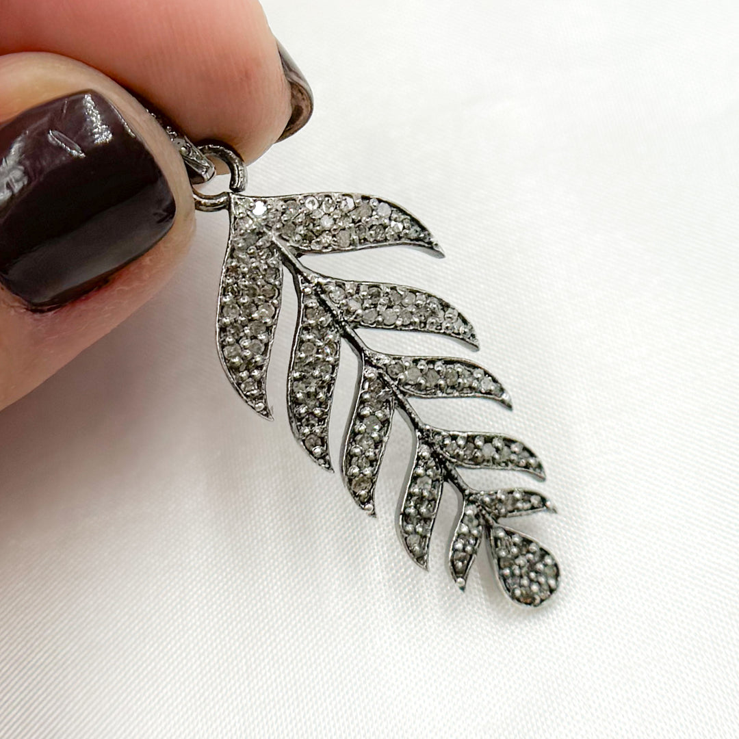 DC2002. Diamond Sterling Silver Leaf Pendant