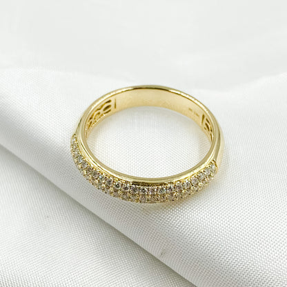 14K Solid Gold Diamond Band Ring.