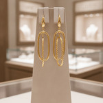 Load image into Gallery viewer, 15850022130. 14K Solid Gold Smooth and Textured Tube Hollow Oval Dangle Leverback Earrings