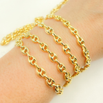 Load image into Gallery viewer, Gold Plated 925 Sterling Silver Puff Marina Link Chain. V24GP
