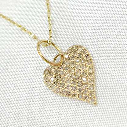 GDP488. 14k Solid Gold Diamond Heart Charm