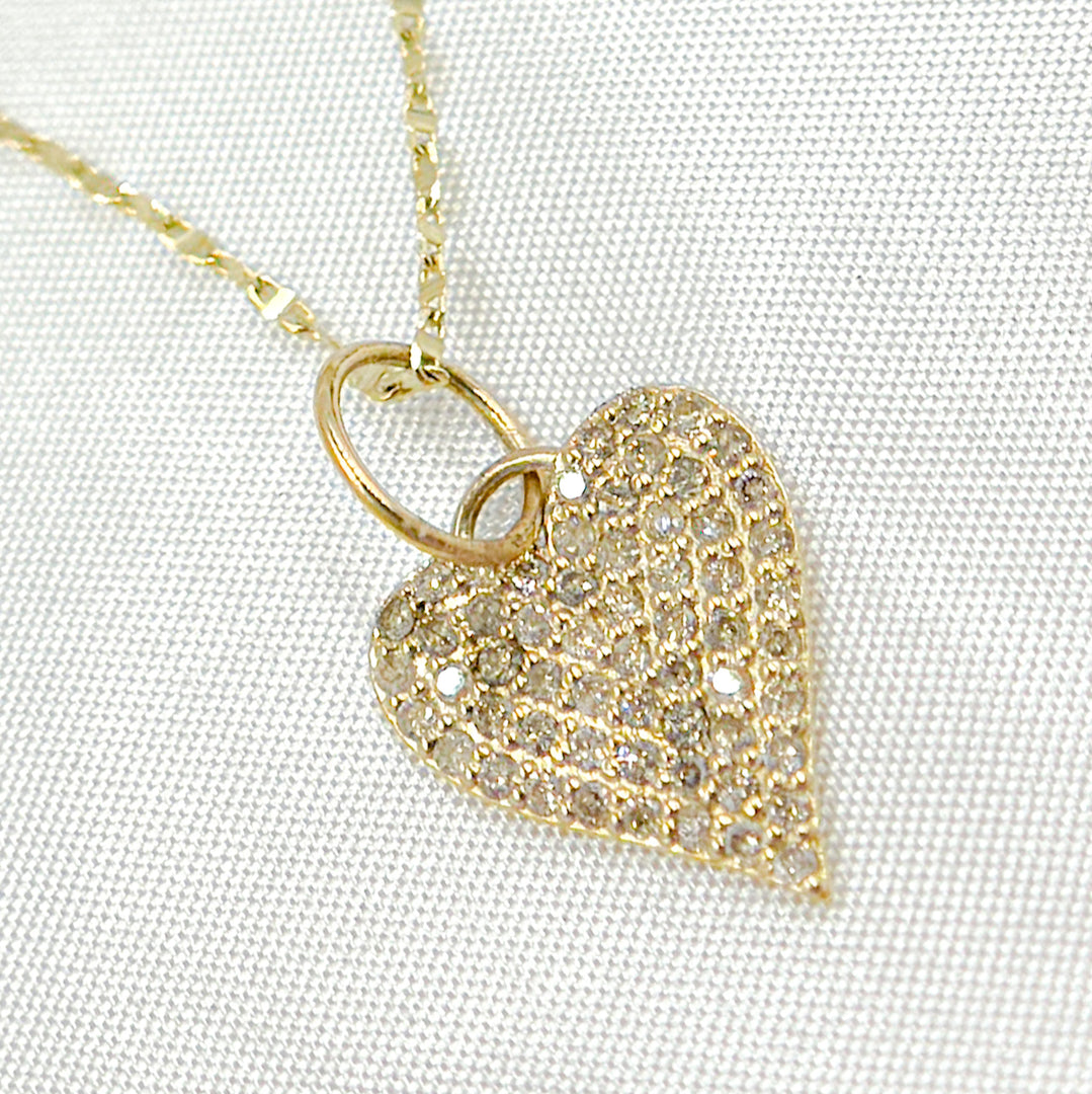 14k Solid Gold Diamond Heart Charm. GDP488