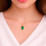 Load image into Gallery viewer, GDP475. 14K Solid Gold Emerald Rectangle Charm