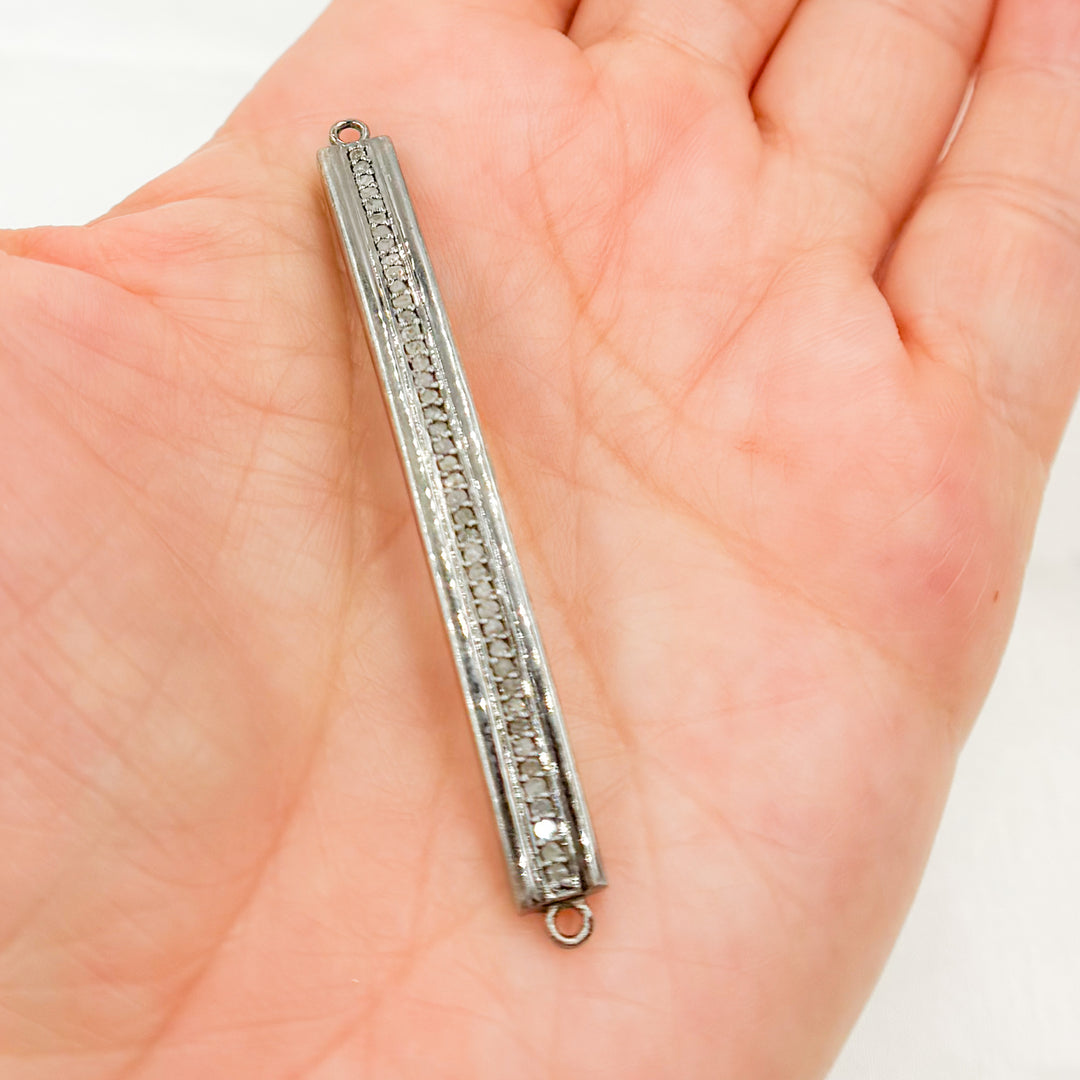 HB01. Sterling Silver Diamond Bar Connector