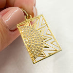 Load image into Gallery viewer, DP727. Diamond Sterling Silver Rectangle Half Sun Pendant
