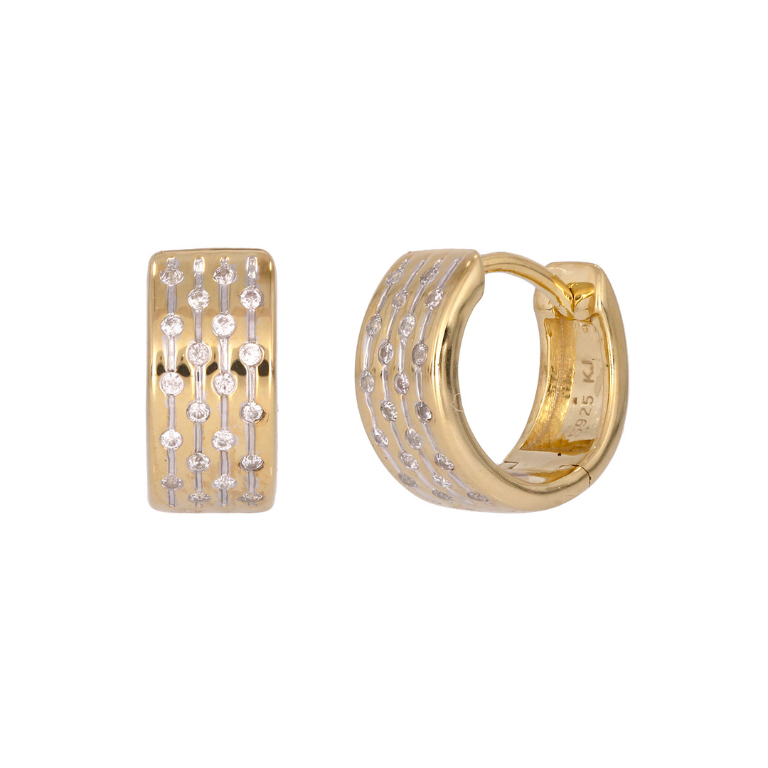 EHB57449. 14K Solid Gold Diamond Huggies Earrings