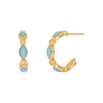 Load image into Gallery viewer, CE97071TQ5X2.5. 14K Solid Gold Diamonds and Turquoise Hoops