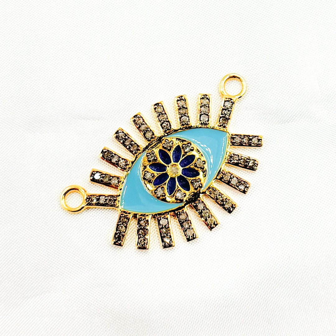 DC513A. Diamond Sterling Silver Eye Flower Enamel Pendant