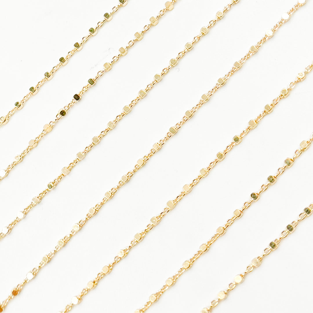 025R02S0QT4byFt. 14K Solid Yellow Gold Cube Satellite Chain by Foot