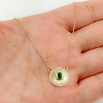 Load image into Gallery viewer, 14k Solid Gold Emerald and Diamond Charm Necklace. CN96236EM
