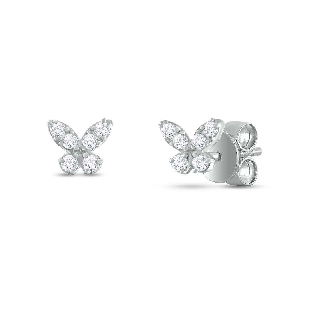 ER421140. 14K Solid Gold Diamond Butterfly Studs