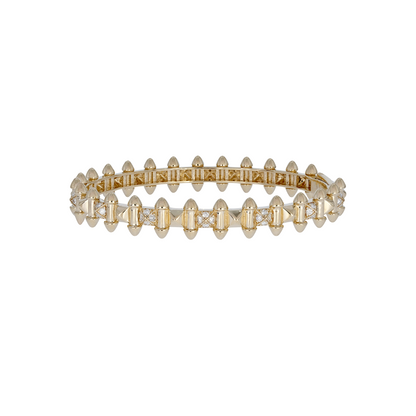 BNG68580. 14K Solid Yellow Gold Diamond Fancy Bangle