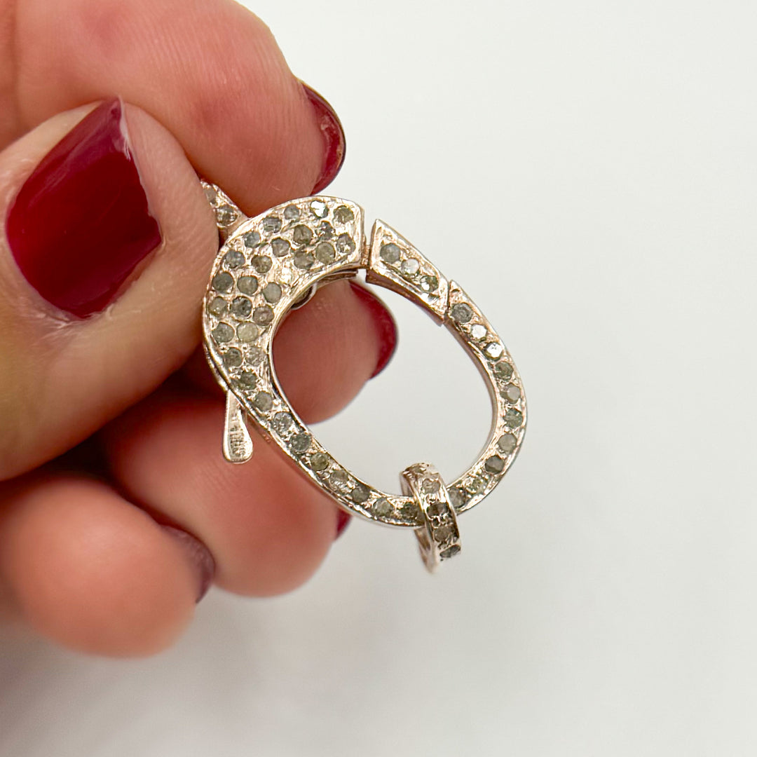 DC669. Diamond Sterling Silver Oval Lobster Clasp