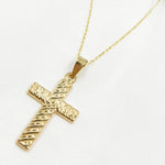 Load image into Gallery viewer, 14K Solid Gold Cross Charm with Diamond Cuts. GDP673
