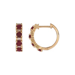 Load image into Gallery viewer, EHC57440. 14K Solid Gold Diamonds and Gemstone Hoops