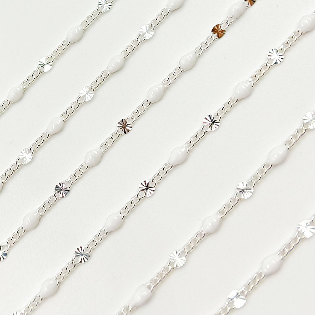 Buy Silver White Color Enamel  Marina Link Chain