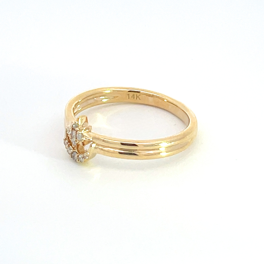 14k Solid Yellow Gold Diamond Moon and Star Ring.