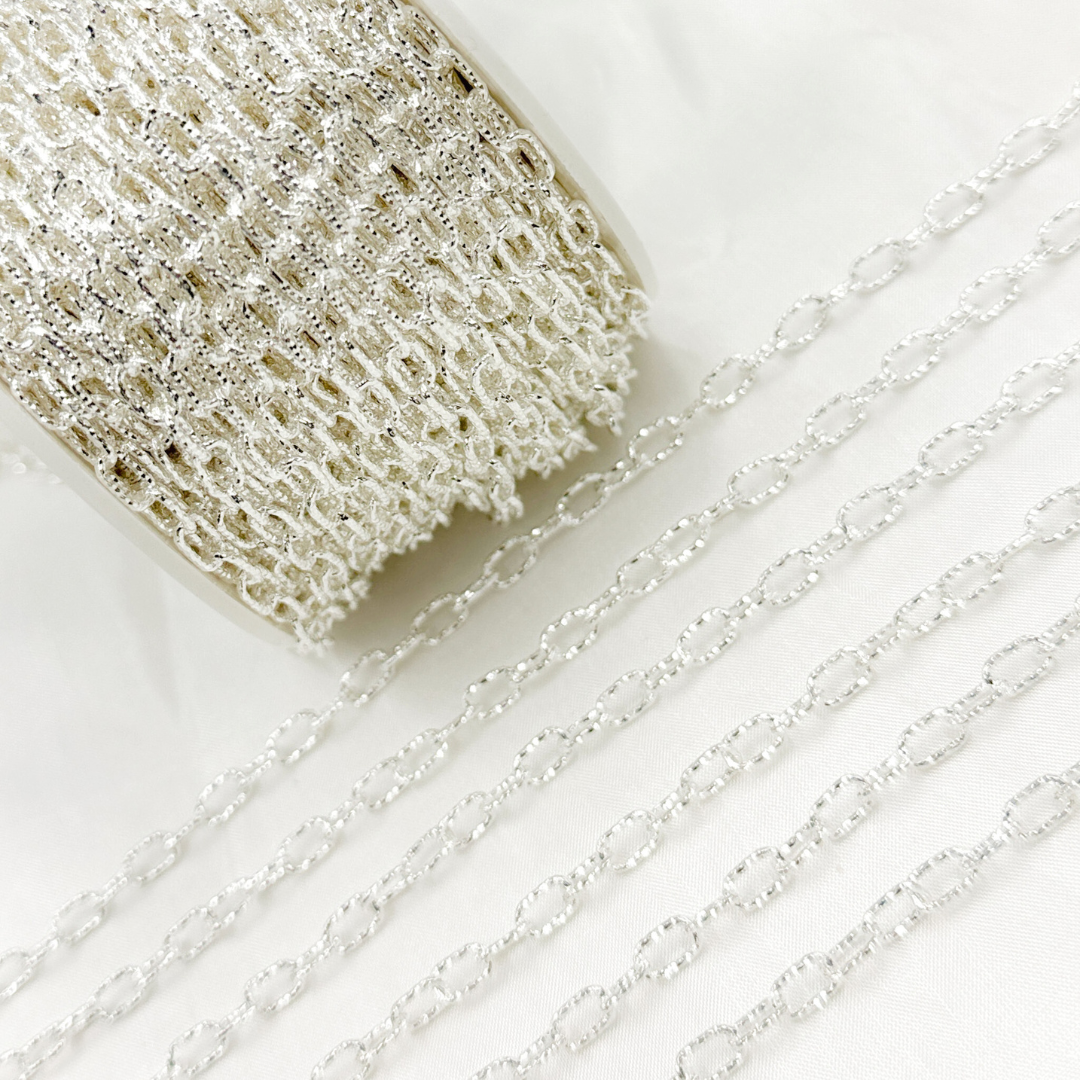 Silver Diamond Cable Link Chain