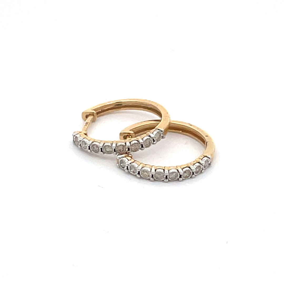 EHC56424. 14k Solid Yellow Gold Diamond Hoops