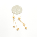 Load image into Gallery viewer, 14K Solid Gold and Diamonds Hearts Dangle Earrings. EFB51702
