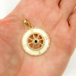 Load image into Gallery viewer, DP669A. Diamond Sterling Silver Round Compass Enamel Pendant with Gemstone
